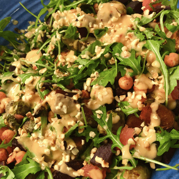 Citrus Miso Roasted Brussels & Beetroot Salad