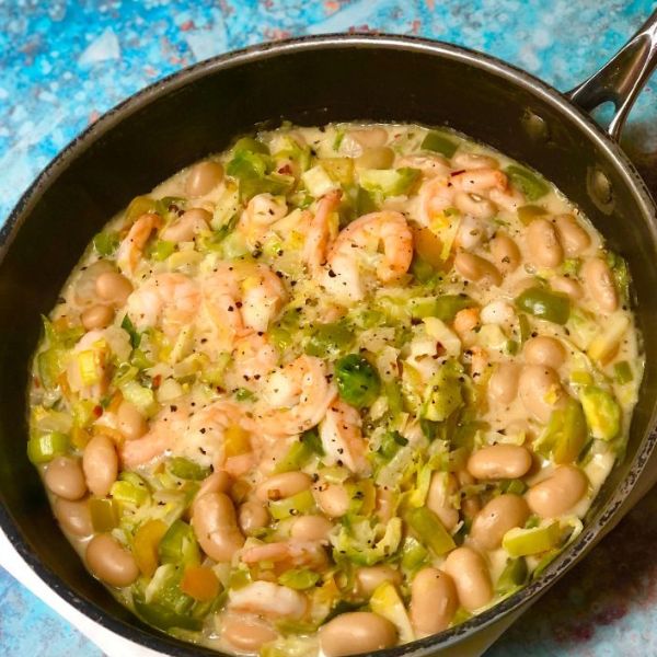 Creamy Miso Prawns & Butterbeans